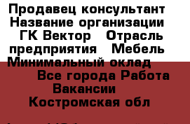Продавец-консультант › Название организации ­ ГК Вектор › Отрасль предприятия ­ Мебель › Минимальный оклад ­ 15 000 - Все города Работа » Вакансии   . Костромская обл.